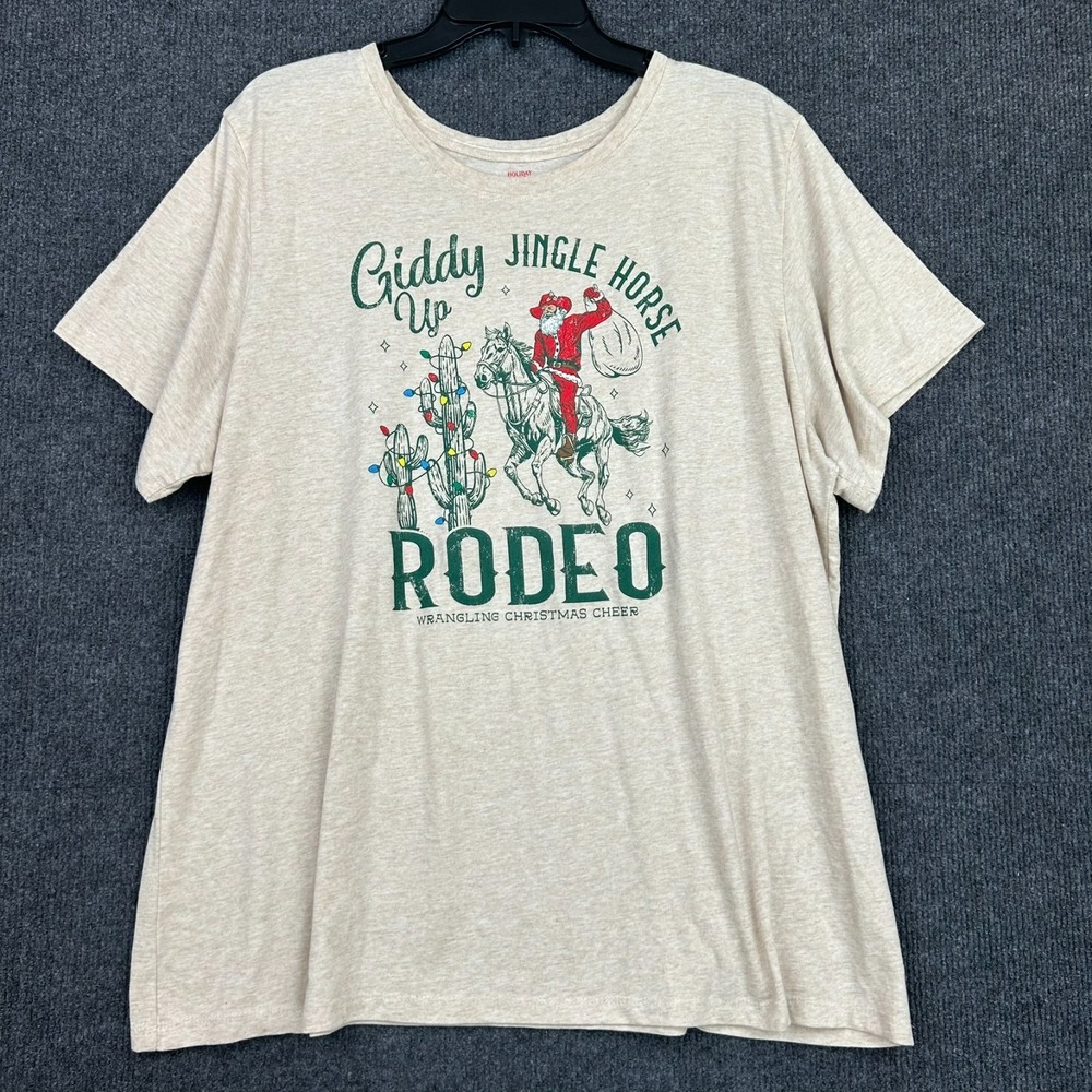 Holiday Time Christmas T-Shirt XXXL Giddy Up Jingle Horse Rodeo Country Western